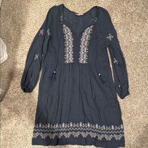 Knox Rose Blue Long Sleeve Sundress with Bishop Sleeves